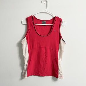 Nike Scoop Neck Mesh Side Red and White Athletic Dri Fit Tank Top Medium